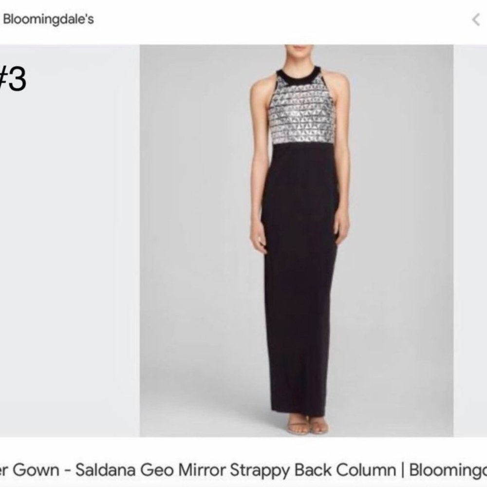 Parker Gown Saldana Geo Mirror Strapy Black Column Bloomgindales